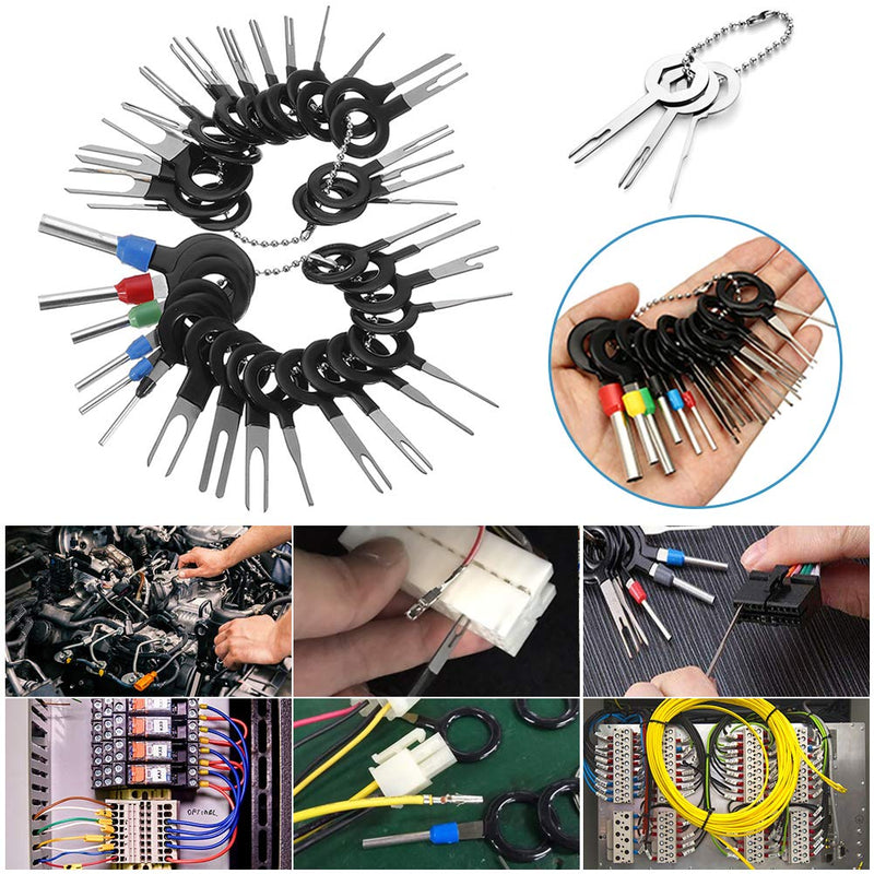Vignee 60pcs Terminal Removal Tool kit,Pins Terminals Puller Repair Removal Tools for Car Pin Extractor Electrical Wiring Crimp Connectors,Key Extractor Connector Depinning Tool Set