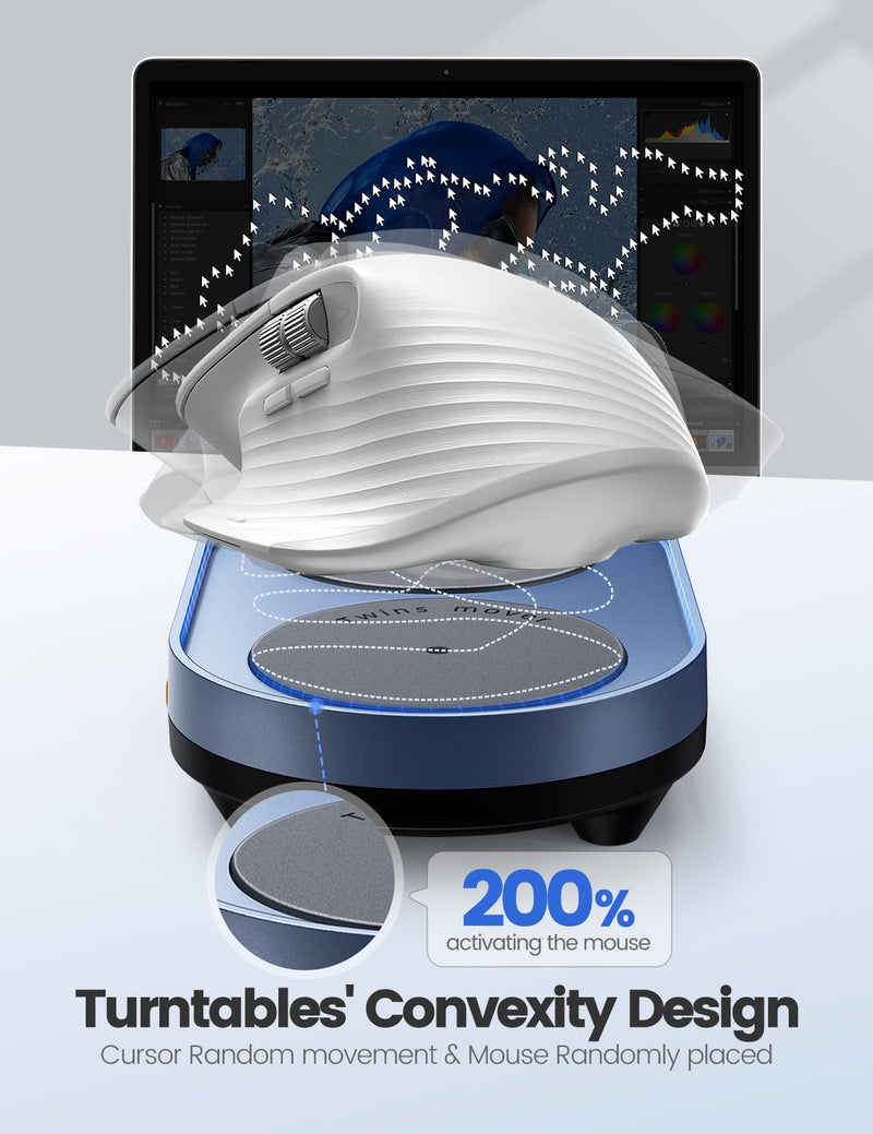 STARVIKY Dual Turntable Mouse Jiggler - Silent Mechanical Movement with Random Function, Efficient Motion, Undetectable Mouse Mover, Timer, Keep Computer Awake - Fashionable & Durable, Driver-Free X-Large Dual Turntables