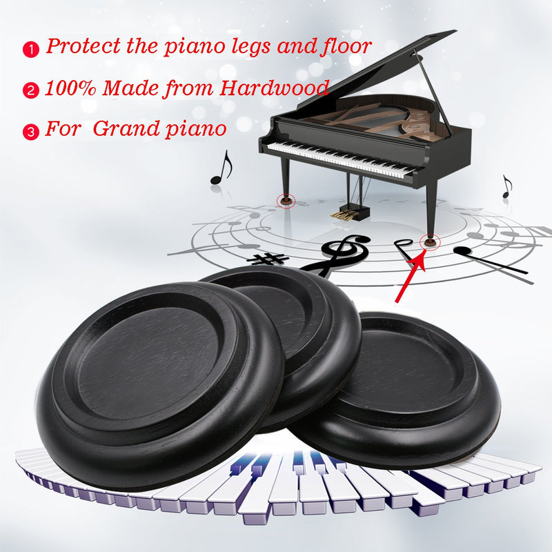 Piano Caster Cups Grand Piano Caster Cups Wood coasters Cups Piano Caster Pads for Grand Piano Wood Black