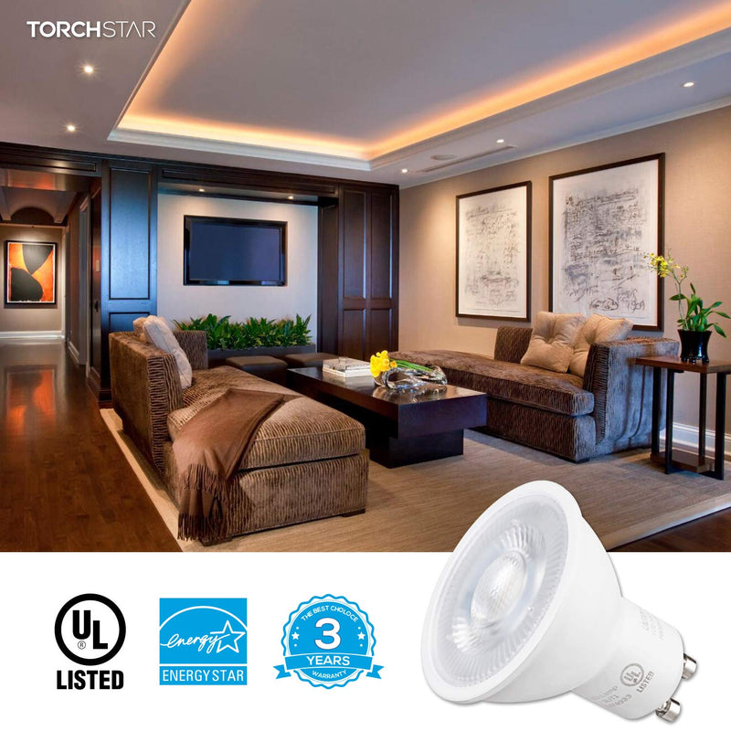 TORCHSTAR 12-Pack Dimmable GU10 LED Bulbs, MR16 Spotlight Bulb, 50W Halogen Replacement, UL & Energy Star Listed, 500lm, 3000K Warm White, for Track Lighting, Recessed Light Warm White (3000K)