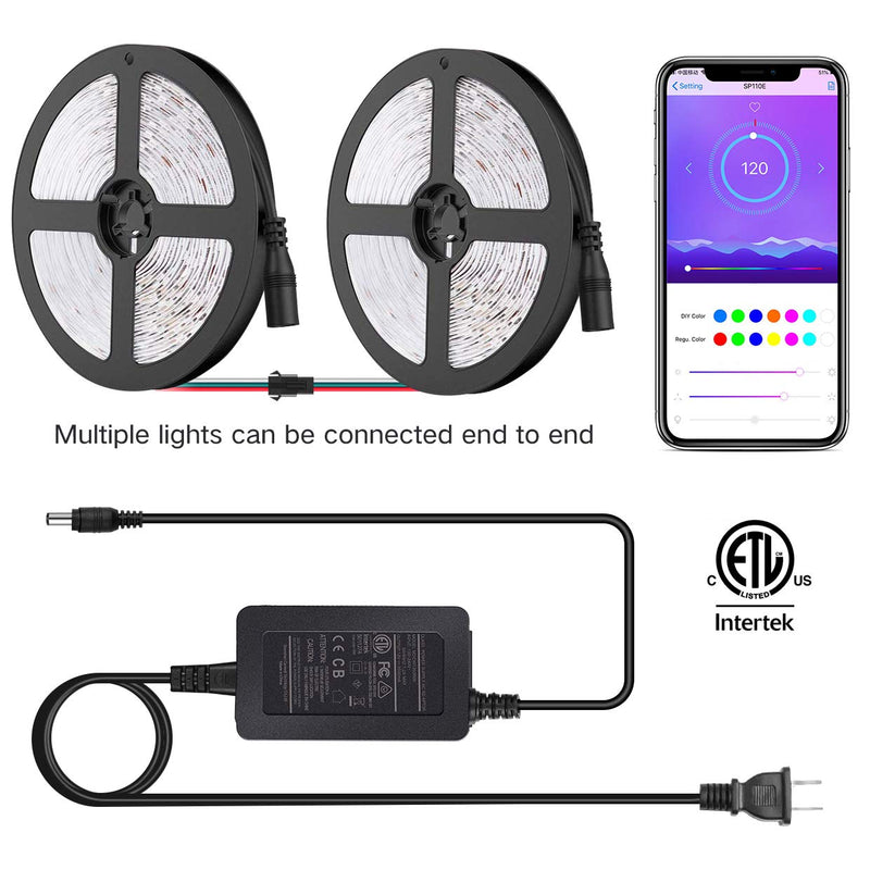 [AUSTRALIA] - ELlight LED Strip Lights with APP, Dream Color 32.8ft LED Lights with Multicolor Chasing, Waterproof RGB Rope Lights Kit, 300 LEDs SMD 5050 Flexible Strip Lighting for Home Kitchen 