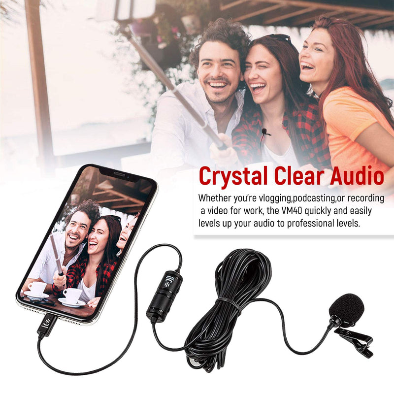 [AUSTRALIA] - Microphone kit for iPhone,Lavalier Lapel Microphone Speaker Omnidirectional Audio Video Recording for iPhone X Xr Xs Max 11 Pro 8 8plus 7 7plus 6 6plus/iPad-6M(19.6ft) 6M 