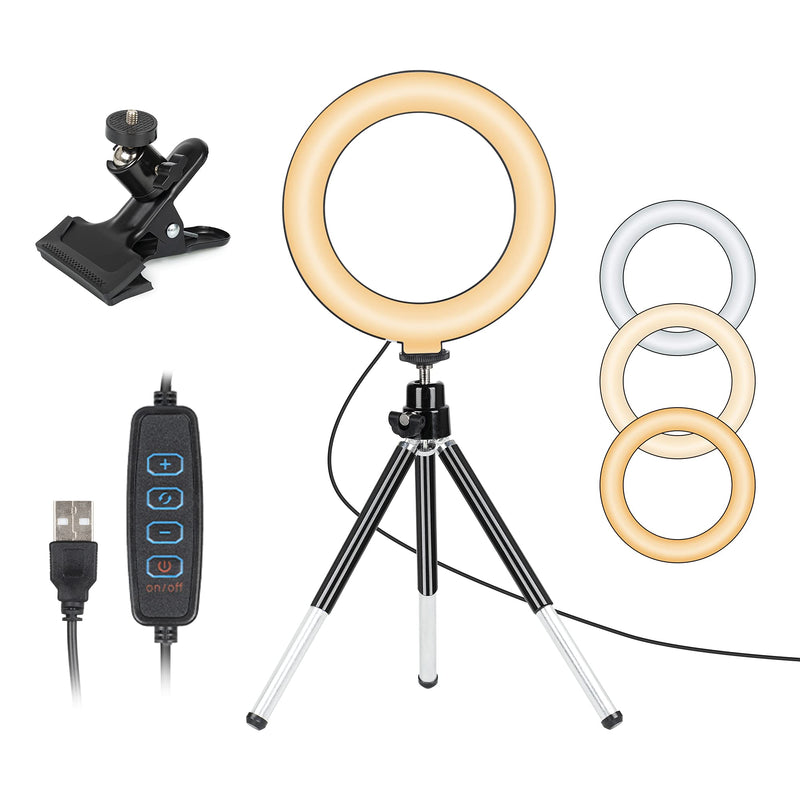 AISEN Ring Light 6.29 inches with Tripod Light for Zoom Meetings Ring Light for Computer YouTube, Zoom Meeting, Makeup Video, Selfie with 3 Light Modes & 10 Brightness Level