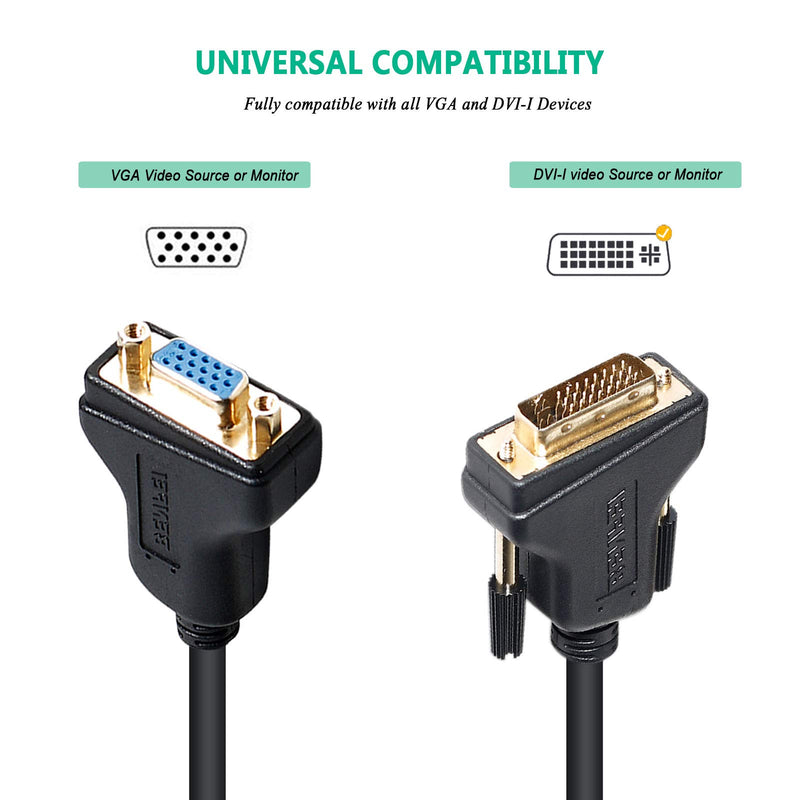 DVI-I to VGA Adapter, Benfei DVI 24+5 to VGA Male to Female Adapter with Gold Plated Cord