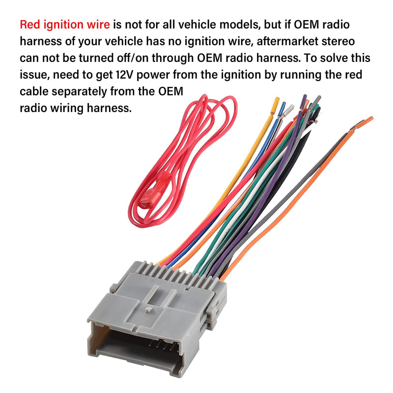 RED WOLF Compatible with GM Chevy GMC Buick 1998-2008 & GM-10 Antenna Adapter Plug Aftermarket Stereo Radio Wiring Harness