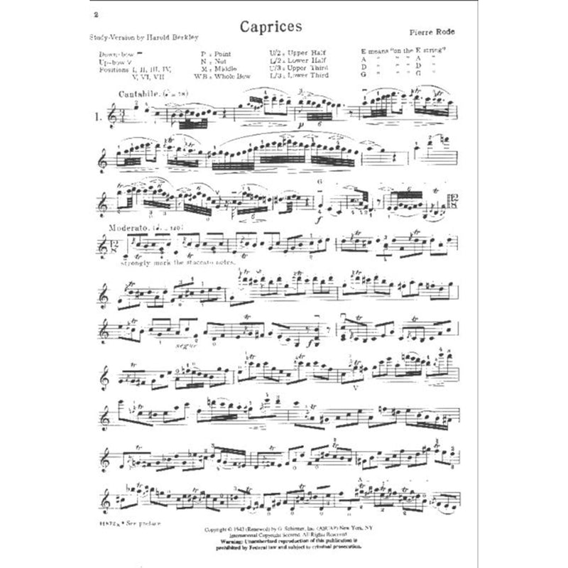 Hal Leonard Rode 24 Caprices for Violin (Piano/Violin)