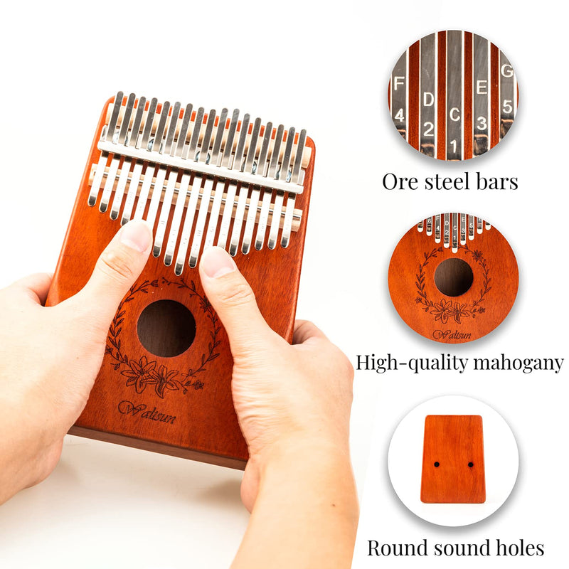 Waltsun Kalimba Thumb Piano 17 Keys Portable Mbira Finger Piano Gifts for Kids and Adults, Easy Music Instrument for Beginners and Professionals with Enchanting Sound
