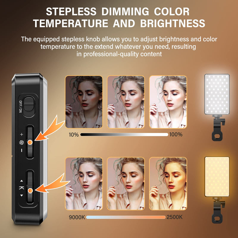 Selfie Light, Clip Phone Light Portable with 120 LED 3000mAh 2500-9000K Rechargeable, Fill Light for Photography/Video Recording/Conference/Makeup