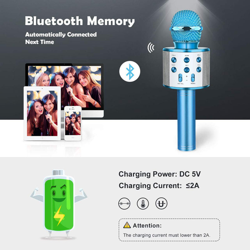 [AUSTRALIA] - Dreamingbox Bluetooth Wireless Karaoke Microphone - Festival Gifts for Kids Blue 