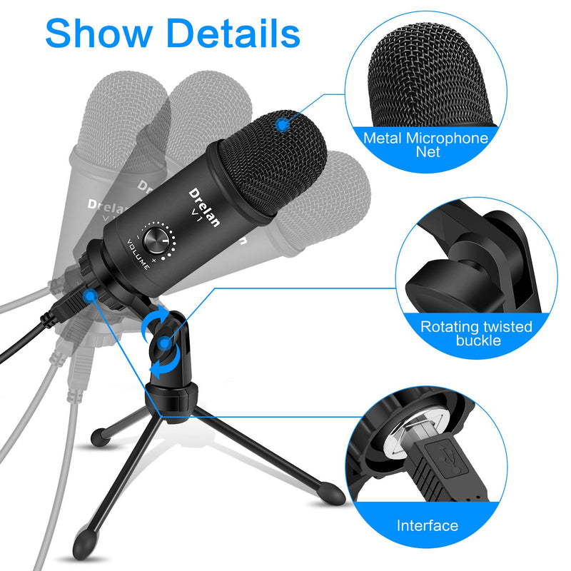 [AUSTRALIA] - USB Microphone, Condenser desktop Computer Mic 192KHZ/24BIT Plug & Play with Professional Sound Chipset, for PC Voice Recording,Podcasting,Skype,YouTube,Games,Google Voice Search USB Microphone 