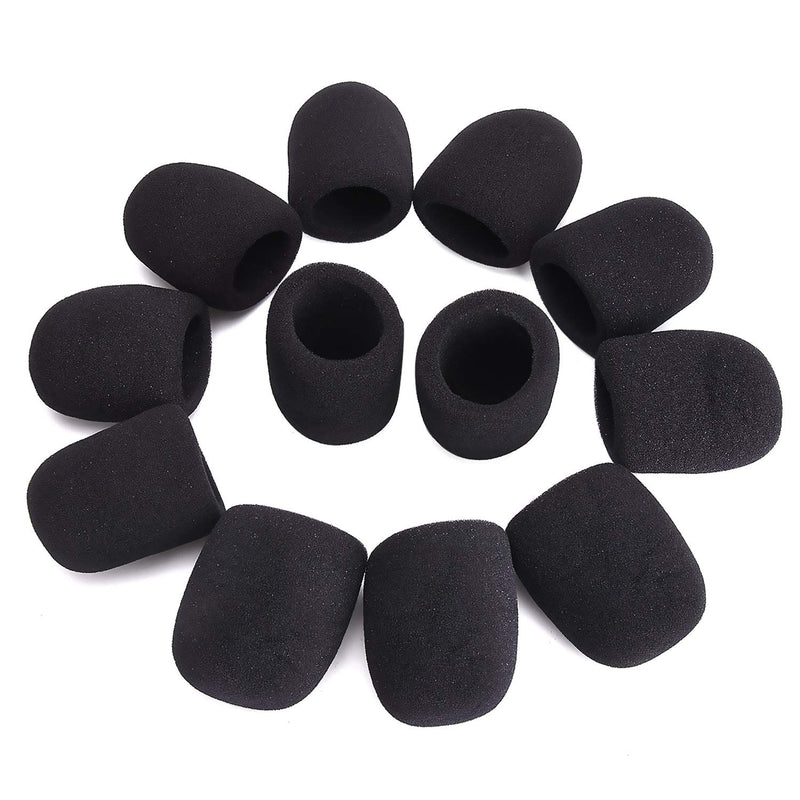 12 Pack Black Microphone Cover Handheld Stage Microphone Windscreen Sponge Cover Suitable for Karaoke DJ, Dance Ball, Conference Room, News Interviews, Stage Performance 12 PCS Black