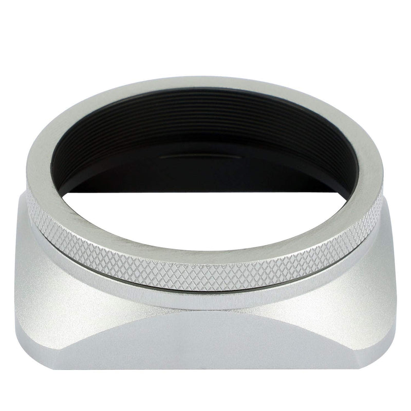 Haoge LH-X200S Square Metal Lens Hood with 49mm Adapter Ring Metal Cap for Fujifilm Fuji X100V X100F X100T X100S X70 Fuji Photo Camera Accessories Silver