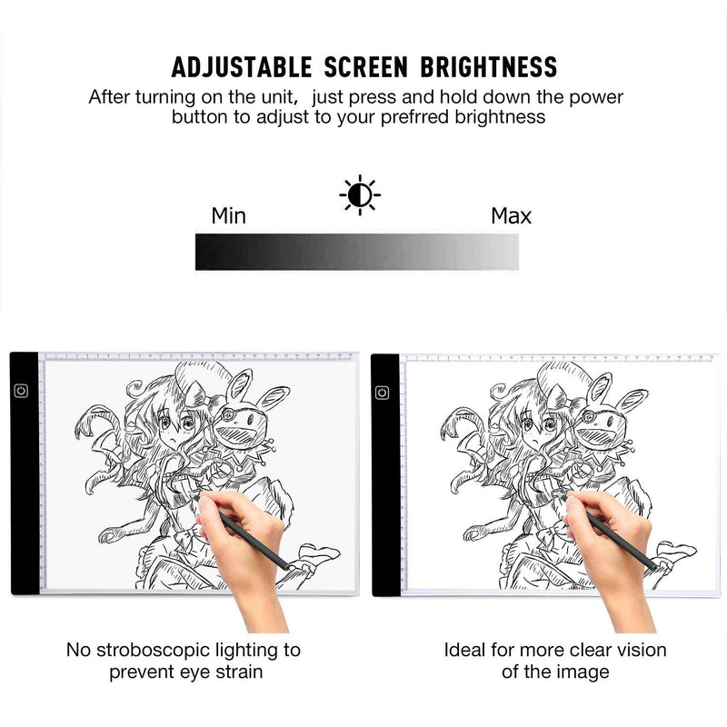 Udefineit USB Powered A4 Scale LED Adjustable Light Pad, Ultra-Thin Dimmable Brightness LED Tracing Light Box for Artists Animation Sketching, Portable Graphic Drawing Light Box Light Pad 11.8x7.8" Tracer Light Pad With Scale
