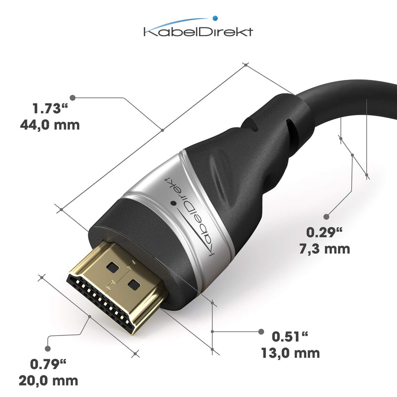 KabelDirekt – 6ft – 8K Ultra High Speed HDMI Cable, Certified (48G, 8K@60Hz, Latest Standard, Officially Licensed HDMI Cord for Optimal Quality, Perfect for PS5/Xbox Series X/Switch, Silver/Black) 6 feet Black/Silver