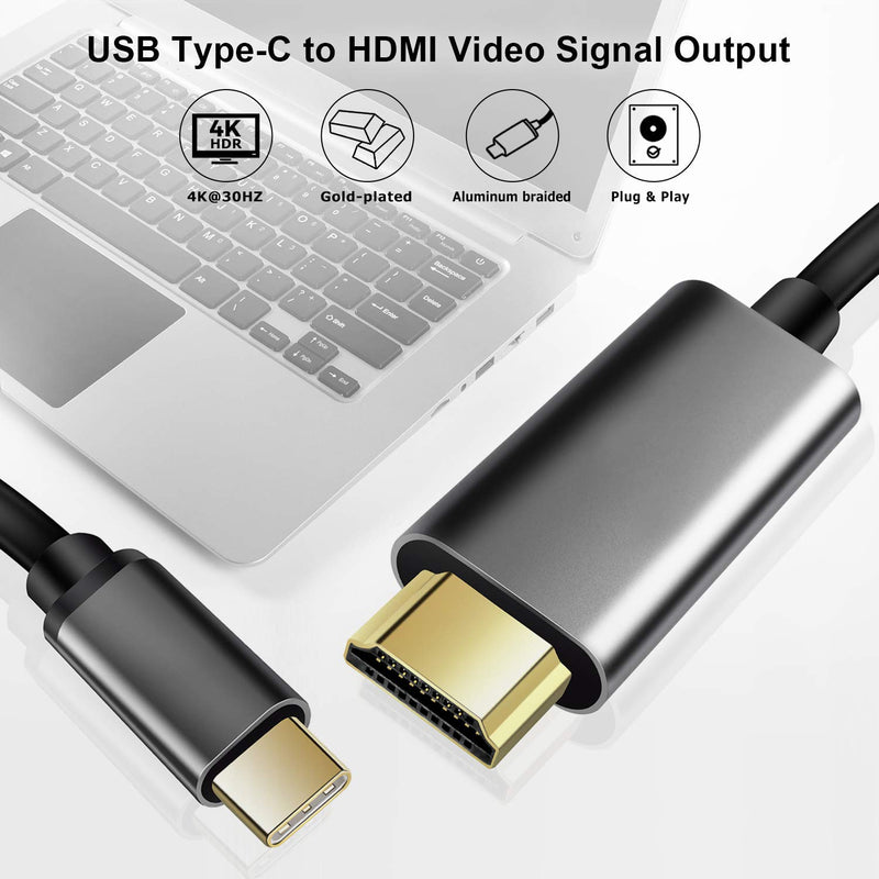 USB C to HDMI Cable Adapter 4K, USB Type C to HDMI Cable Thunderbolt 3 Compatible with MacBook Pro 2018 IPad pro, Samsung S9 S10 S20,Surface Book 2,Dell XPS 13,15,Pixelbook and More by Master Cables
