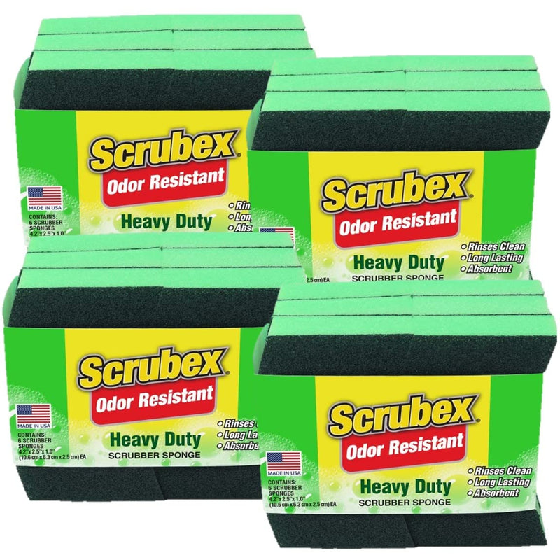 Scrubex Heavy Duty Odor Resistant Scrubber Sponge, 24 Count