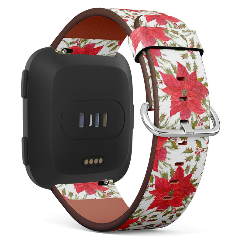 Compatible with Fitbit Versa, Versa 2, Versa Lite, Leather Replacement Bracelet Strap Wristband with Quick Release Pins // Christmas Watercolor