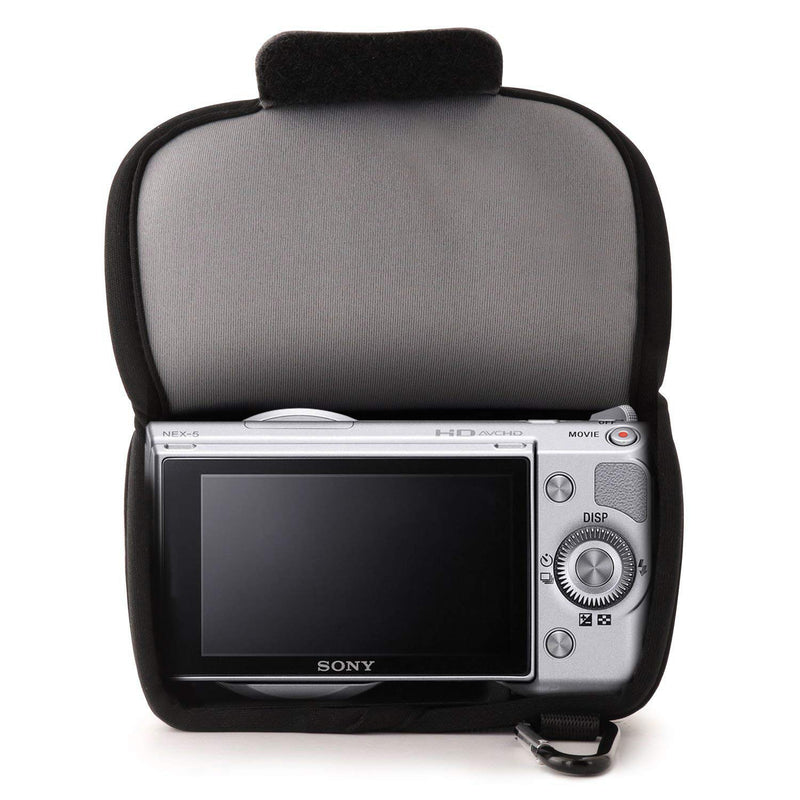MegaGear ''Ultra Light'' Neoprene Camera Case Bag with Carabiner for SONY NEX5, NEX5N, NEX5R with 16-50 LENS (Gray) Gray
