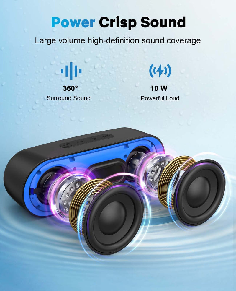 LENRUE Bluetooth Speakers, Waterproof Portable Speakers with TWS, 24 Playtime, Stereo Sound, Wireless for Home Shower Pool Beach Outdoor (Blue) Blue