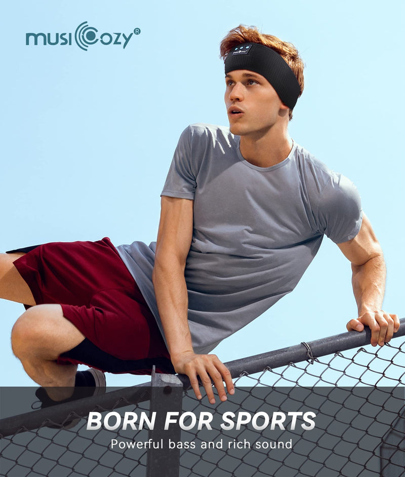 [AUSTRALIA] - MUSICOZY Sleep Headphones Wireless, Bluetooth 5.2 Headband Sports Sleeping Headphones Eye Mask Earbuds Breathable Music Headband Perfect for Workout Running Insomnia Travel Yoga Waffle 