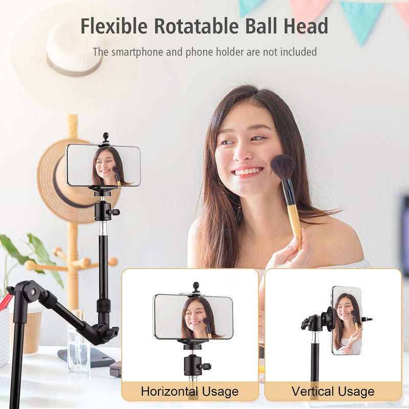 Andoer Camera Desk Mount Stand, ST-01 Flexible Foldable Desk Mount Stand Metal Bracket with 1/4 Inch Screw Ballhead Adapter for Video Light, Ring Light Webcam Camera Smartphone