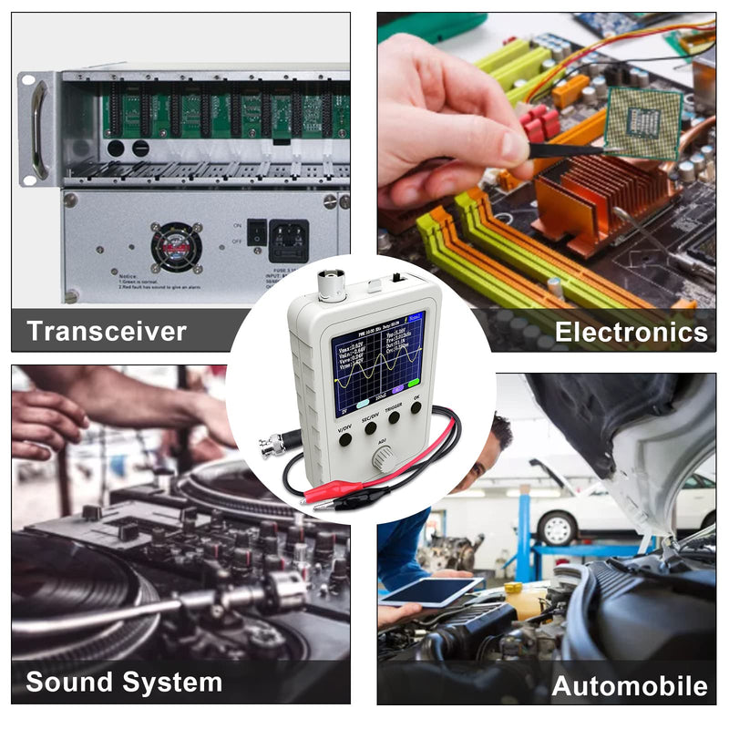 ETEPON Digital Oscilloscope Kit with BNC-Clip Cable Probe, Power Adapter (Assembled Finished Machine) Q15001, White