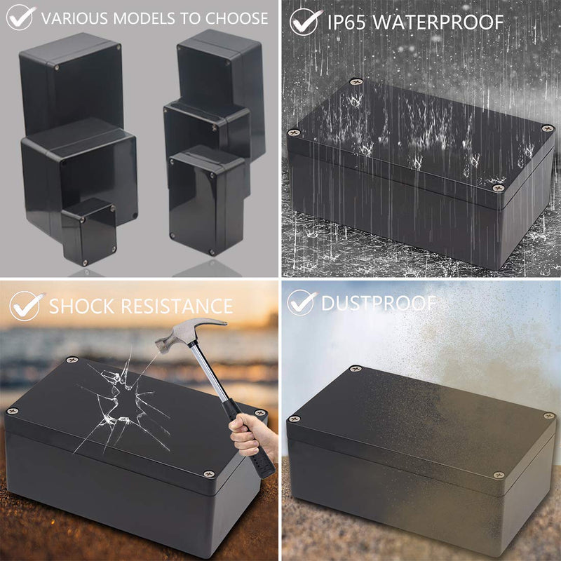 Zulkit Waterproof Plastic Project Box ABS IP65 Electrical Junction Box Enclosure Black 2.48 x 2.28 x 1.38 inch (63 x 58 x 35mm) (Pack of 2) 2.48" x 2.28'' x 1.38''(Pack of 2)