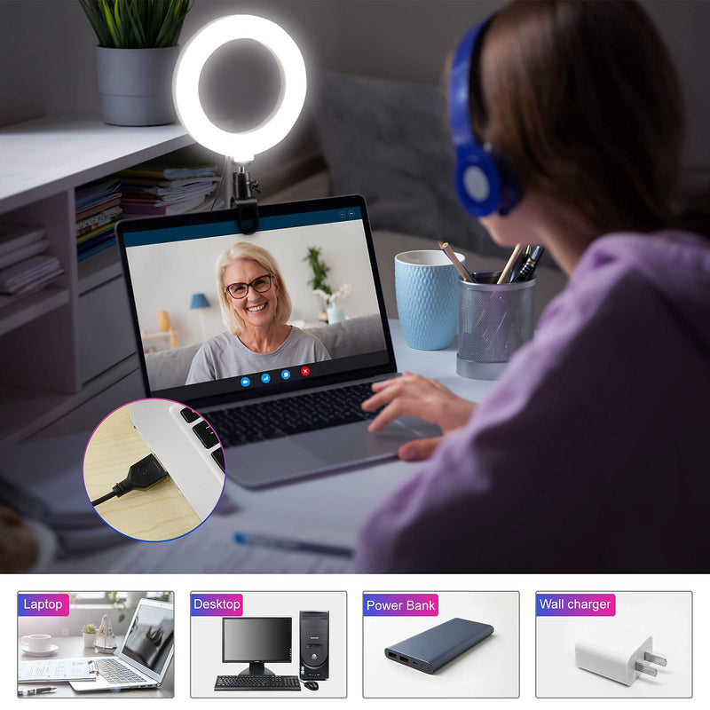 Webcam Ring Light for Laptop, 6 inch Zoom Lighting,Video Conference Lighting, MacBook Ipad Light for Teleworking/Zoom Calls/Self Broadcasting/Live Streaming/YouTube Video/TikTok