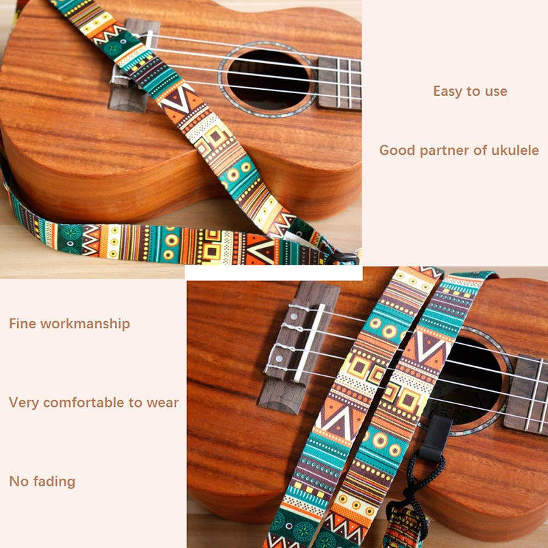 Ukulele Strap-Hawaiian style adjustable neck strap for ukulele with hooks and requires no nails - Treble concert mediant ukulele strap