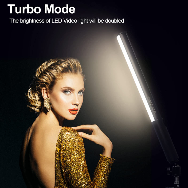 LUXCEO RGB LED Video Light Wand, Handheld LED Photography Light Stick with Remote Control, Dimmable 2500K-6500K CRI97+ Full-Color LED Light with 2500mAh Built-in Battery, 12 Light Scenes