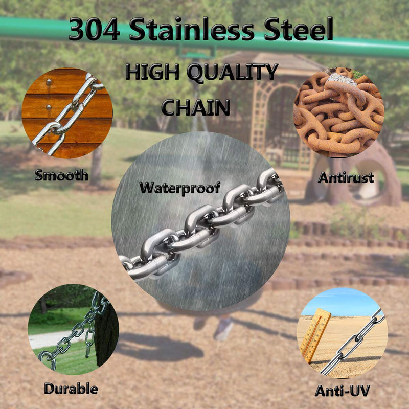 Stainless Steel Link Chain, 304 Stainless Steel Link Proof Coil Chain Heavy Duty Chains Hanging Safety Chain for Swing Plants Anti-Theft 5/64in-6.5ft
