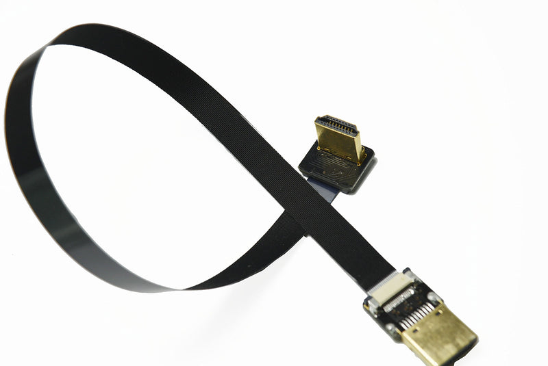 [AUSTRALIA] - Permanent FFC Flat Slim HDMI Cable Standard Full Normal HDMI Male to Standard HDMI Full Size HDMI Normal HDMI 90 Degree Compatible for RED Blackmagic BMCC Sony nex FS7 Canon C300 30CM Black 