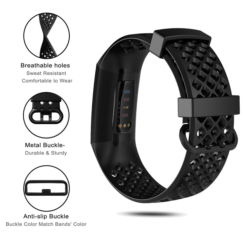 Bands Compatible with Fitbit Charge 4/Charge 4 SE/Charge 3/Charge 3 SE for Women Men, Silicone Adjustable Replacement Strap Sport Wristband Accessories for Charge 4 Smartwatch Large