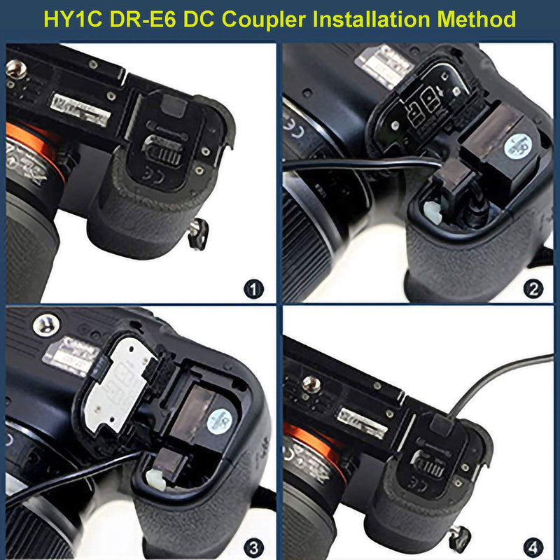 HY1C ACK-E6 Power Supply AC Adapter LP-E6 LP-E6N Dummy Battery DR-E6 DC Coupler kit for Canon EOS 90D, 80D, 70D, R, R5, R6, 5D Mark III, 5D Mark IV, 6D Mark II Cameras