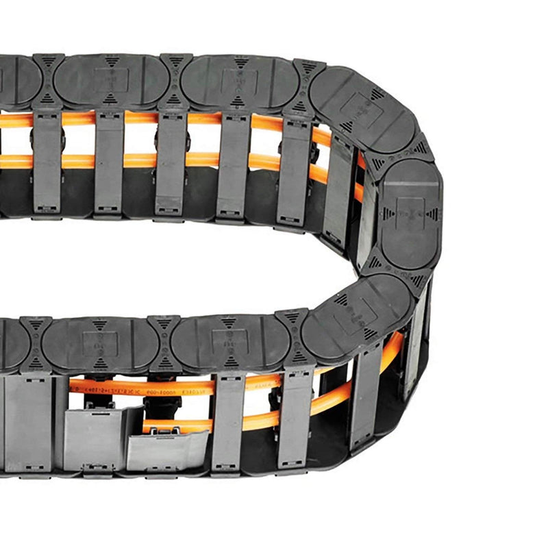 Plastic Drag Chain Cable Carrier Semi Closed with End Connectors R38 18 x 25mm L1000mm for Electrical CNC Router Machines