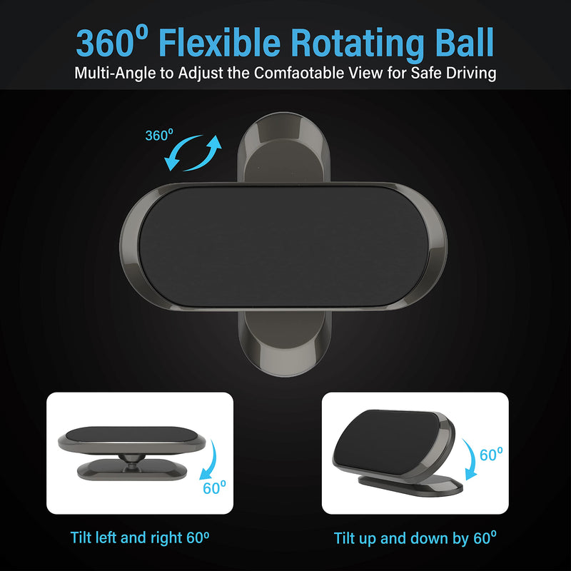 [AUSTRALIA] - 2 Pack Magnetic Car Zinc Alloy Phone Mount, Upgrade Magnet 8pcs, Universal Dashboard Holder, Cell Phone Grip Car Kits, 360° Adjustable Super Strong Magnet for Samsung, iPhone, LG, Pixel-Black 
