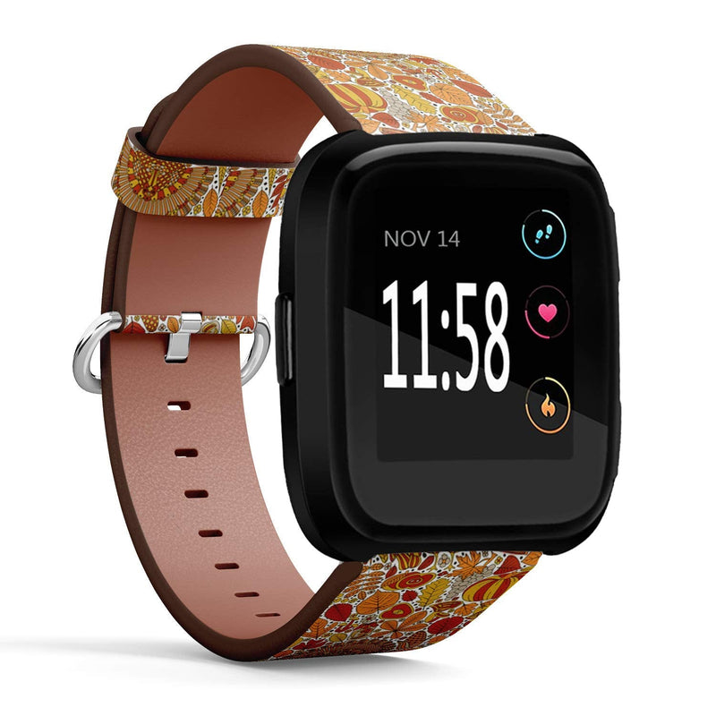 Compatible with Fitbit Versa/Versa 2 / Versa LITE - Leather Watch Wrist Band Strap Bracelet with Quick-Release Pins (Thanksgiving Day Various)