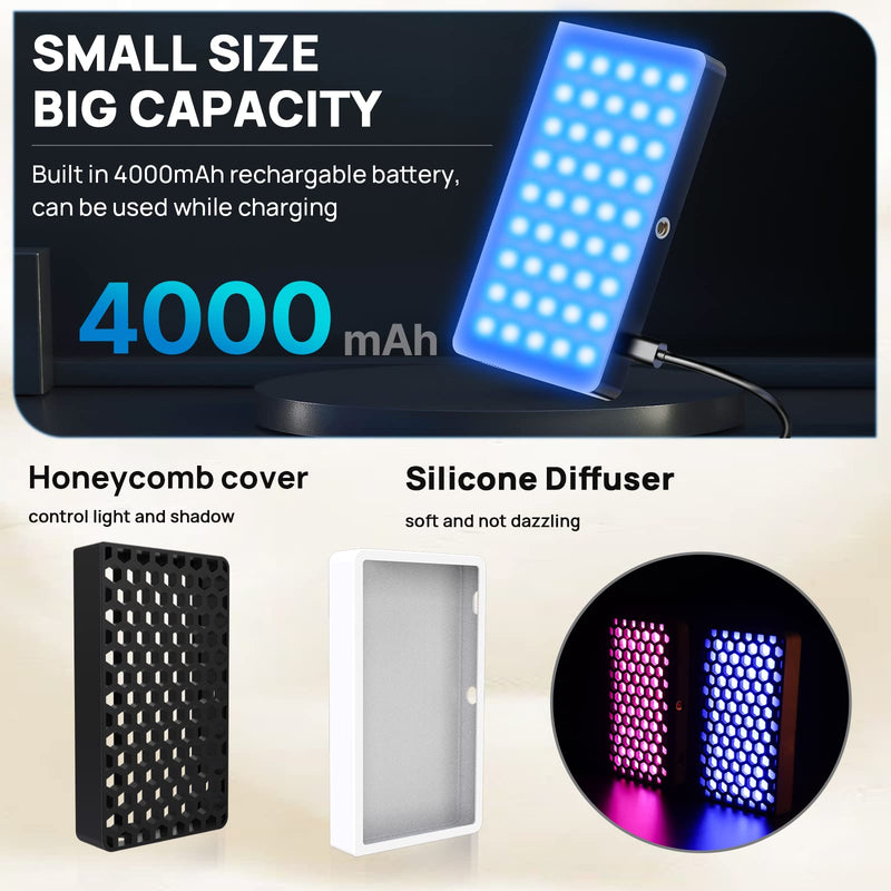 ULANZI PL-01 RGB Video Light, Portable RGB Camera Light with 4000mAh Battery, 360° Color 20 Light Effects, CRI≥95 2500-9000K LED Panel DSLR Photography Lighting for YouTube, Video Conference, Vlogging 7" Video Light