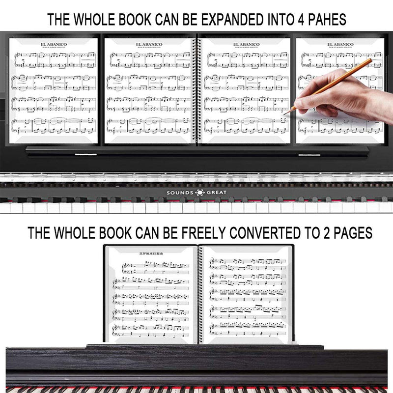 ZBY Music Binder, Sheet Music Folders Music Stand Accessories Music Binder 4 Pages Expand Spiral-Bound 10 Sleeves 40 Pockets