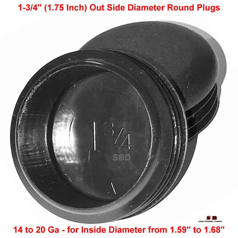 SBDs (Pack of 8): 1-3/4" 1.75 Inch Round Cap Plugs (14-20 Ga 1.59"-1.68" Tube ID) Fencing Tubing Plug End Cap - Steel Furniture Pipe Tube Cover Insert Slides.