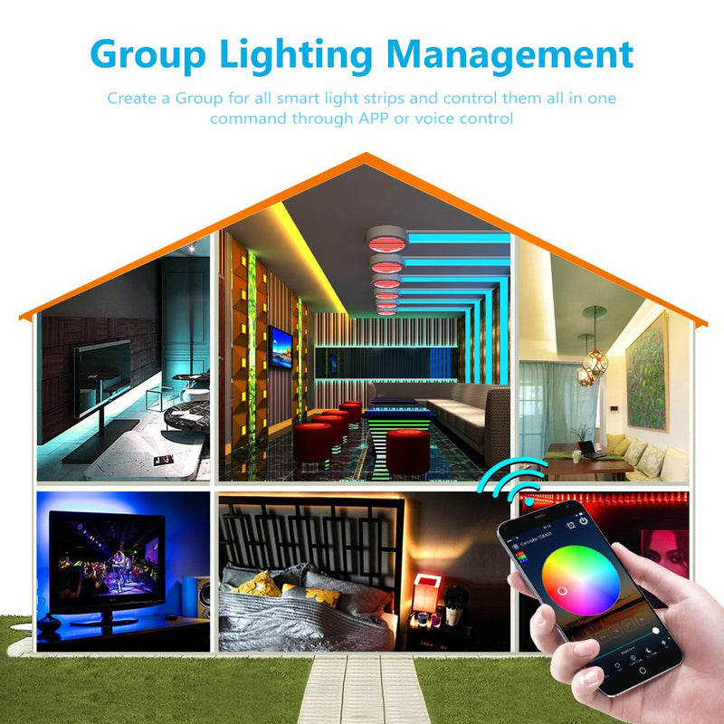 [AUSTRALIA] - Nexlux LED Strip Lights, WiFi Wireless Smart Phone Controlled 16.4ft Non-Waterproof Strip Light Kit Black Color Changing Lights,Working with Android and iOS System,IFTTT 