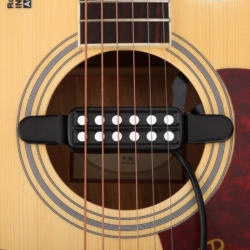 Dilwe 12 Sound Hole Magnetic Pickup, Transducer for Acoustic Guitar Musical Instruments Accessories