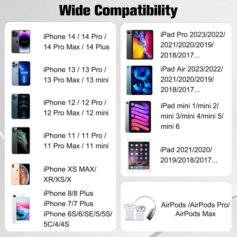 [Apple MFi Certified] iPhone Charger,Compatible for iPhone Charger,3Pack 6FT Fast Chargers Lightning Cable for iPhone 14/13/12/11/Xs/XR X/8/7/iPad iPod AirPods 3Pack 6FT