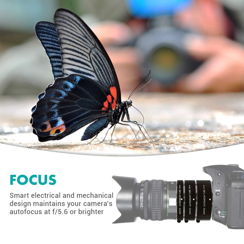 Movo Photo AF Macro Extension Tube Set for Fujifilm X-Mount Mirrorless Cameras with 10mm, 16mm and 21mm Tubes