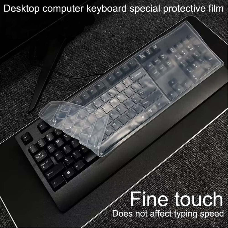 Universal Clear Desktop Computer Keyboard Protection Skin Protector Cover for PC 104/107 Keys Standard Keyboard,Ultra Thin Desktop PC Silicone Waterproof Dustproof Keyboard Cover (Type A) Type A