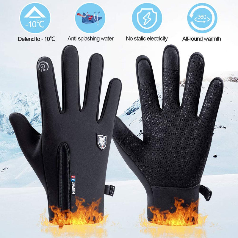 GORELOX Winter Gloves for Men Women,Cold Weather Thermal Glove Windproof Water Resistant,Keep Warm Touch Screen Gloves for Cycling Running Driving black Small