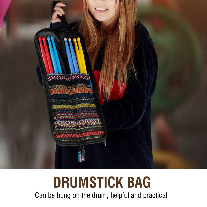 Tbest Drum Sticks Bag, Portable Drum Stick Case Hanging Bag Exotic Style Percussion Accessories Drumsticks Carrying Handbag with Handle, Drum Accessories