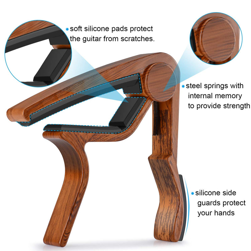 [AUSTRALIA] - MOREYES Guitar Capo for Acoustic Guitar,Ukelele, Electric Guitar,Bass with Wood Color Guitar Picks (Mirabow color) 