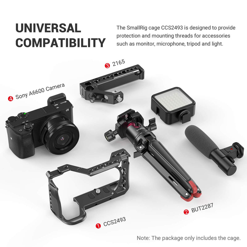 SMALLRIG Cage for Sony Alpha A6600/ILCE 6600 Mirrorless Camera with Cold Shoe Mounts - CCS2493