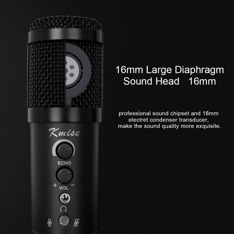 [AUSTRALIA] - Kmise USB Condenser Microphone for Window&Mac,Multipurpose mic for Gaming Recording Broadcast with Adjustable mic Stand (Black) Black 